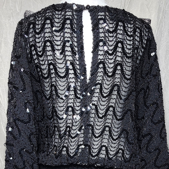 VINTAGE RARE St Martin Sequin Beaded Bell Sleeve Pullover The 70s Disco Era Top - Picture 13 of 14